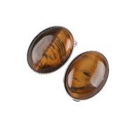 KYINYUECH 1pair Clip On Earring Without Piercing Women Stone Beads Oval Shape Pink Purple Onyx Earring