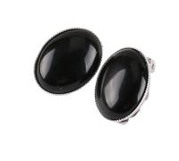 KYINYUECH 1pair Clip On Earring Without Piercing Women Stone Beads Oval Shape Pink Purple Onyx Earring