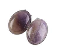 KYINYUECH 1pair Clip On Earring Without Piercing Women Stone Beads Oval Shape Pink Purple Onyx Earring