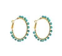 KYINYUECH 1pair Copper Plated Gold Color Earrings Stone Rose Stone Colored Earrings