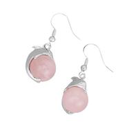 KYINYUECH 1pair Dolphin Earrings Natural Round Stone Dangle Ball Bead Drop Earring