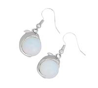 KYINYUECH 1pair Dolphin Earrings Natural Round Stone Dangle Ball Bead Drop Earring