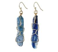 KYINYUECH 1pair Irregular Natural Stone Drop Earrings Gold-Color Wire Wrap Asymmetric Pendientes For Women