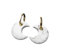 KYINYUECH 1pair Moon Earring Stainless Steel Earrings Natural Stone Rose Quartz Amethyst For Women Gifts