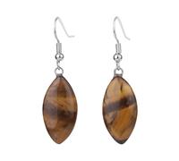 KYINYUECH 1pair Natural Stone Dangle Earrings Horse Eye Shaped Pink Purple Quartz Drop Earring For Women
