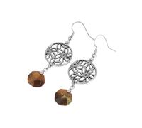 KYINYUECH 1pair Natural Stone Drop Earrings For Women Faceted Amethysts Pink Flower Hook Earring
