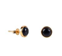 KYINYUECH 1pair Round Stud Earrings For Women Gold Color Ear Piercing Natural Stone Bead Onyx Black Earring