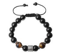 KYINYUECH 1pc 10mm Tiger Eye Obsidian Bracelet Men Natural Stone Bracelets Gifts