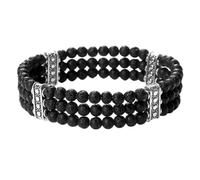 KYINYUECH 1pc 3 Rows Natural Black Onyx Stone Beaded Bracelets For Men Tiger Eye Beads Stretch Bracelet Women Wristband