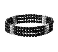 KYINYUECH 1pc 3 Rows Natural Black Onyx Stone Beaded Bracelets For Men Tiger Eye Beads Stretch Bracelet Women Wristband