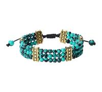 KYINYUECH 1pc 3 Rows Natural Stone Beads Bracelet Turquoise Natural Malachite Bracelet For Women Men