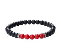 KYINYUECH 1pc 6mm Natural Stone Bracelets For Men Women Black Onyx Red Pine Stone Beaded Bracelet Gift