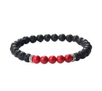 KYINYUECH 1pc 6mm Natural Stone Bracelets For Men Women Black Onyx Red Pine Stone Beaded Bracelet Gift