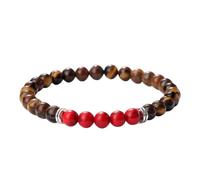 KYINYUECH 1pc 6mm Natural Stone Bracelets For Men Women Black Onyx Red Pine Stone Beaded Bracelet Gift