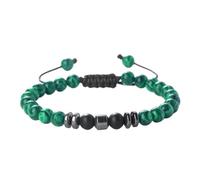 KYINYUECH 1pc 6mm Natural Stone Braided Bracelet Handamde Adjustable Tiger Eye Stone Volcanic Lava Onyx Bead Couple Bracelets