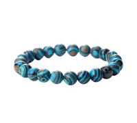 KYINYUECH 1pc 8mm Green Malachite Bracelet For Women Men Multicolor Natural Malachite Stone Beaded Elastic Bracelet