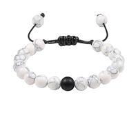 KYINYUECH 1pc Adjustable Couples Beaded Bracelets Natural Stone Lava Matte White Black Braided Bracelet For Men Women Gifts