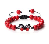 KYINYUECH 1pc Adjustable Green Butterfly Bracelets&Bangles 8mm Natural Stone Malachite White Handmade For Women Men