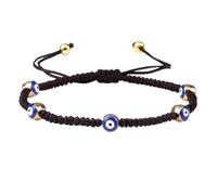 KYINYUECH 1pc Adjustable Handmade Braided String Bracelet Women Men Blue Evil Eyes Beads Bracelet Elephant Couple Bangle
