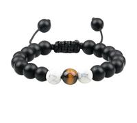 KYINYUECH 1pc Beaded Bracelet Men Natural Obsidian Black Onyx Lava Stone Bracelets Handmade For Women Couple Wristband
