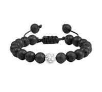 KYINYUECH 1pc Beaded Bracelet Men Natural Obsidian Black Onyx Lava Stone Bracelets Handmade For Women Couple Wristband