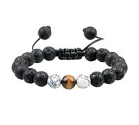 KYINYUECH 1pc Beaded Bracelet Men Natural Obsidian Black Onyx Lava Stone Bracelets Handmade For Women Couple Wristband