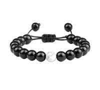 KYINYUECH 1pc Beaded Bracelet Men Natural Obsidian Black Onyx Lava Stone Bracelets Handmade For Women Couple Wristband