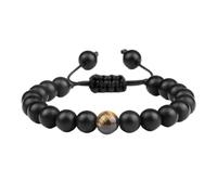 KYINYUECH 1pc Beaded Bracelet Men Natural Obsidian Black Onyx Lava Stone Bracelets Handmade For Women Couple Wristband