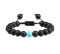 KYINYUECH 1pc Beaded Bracelet Men Natural Obsidian Black Onyx Lava Stone Bracelets Handmade For Women Couple Wristband