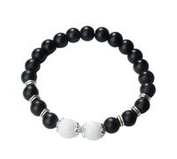 KYINYUECH 1pc Beaded Bracelets Men 8mm Black Onyx Stone Strand Bangles With 10mm Natural Stone Women Gift