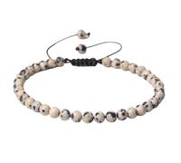 KYINYUECH 1pc Black White Small Stone Bead Bracelet 4MM Natural Agates Volcanic Lava Stone Braid Bracelet Woven Rope Bangle