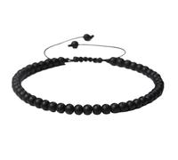 KYINYUECH 1pc Black White Small Stone Bead Bracelet 4MM Natural Agates Volcanic Lava Stone Braid Bracelet Woven Rope Bangle
