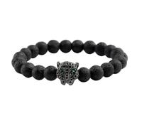 KYINYUECH 1pc Bracelet Men Leopard Head Black Lava Beads Buddha Natural Stone Bracelet For Women