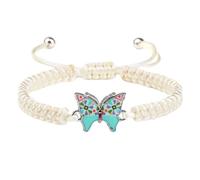 KYINYUECH 1pc Braided Bracelets Handmade Black Butterfly Pendant White String Rope Adjustable For Woman Man