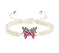 KYINYUECH 1pc Braided Bracelets Handmade Black Butterfly Pendant White String Rope Adjustable For Woman Man