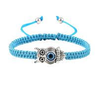 KYINYUECH 1pc Braided Rope Bracelets Blue Evil Eye Owl Pendant Handmade Adjustable For Woman Man Couple Gift