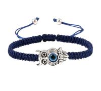 KYINYUECH 1pc Braided Rope Bracelets Blue Evil Eye Owl Pendant Handmade Adjustable For Woman Man Couple Gift