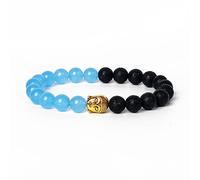 KYINYUECH 1pc Buddha Head Bracelet Men Nature Aquamarine Amethysts Tiger Eye Stone Bracelets For Women
