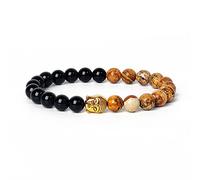 KYINYUECH 1pc Buddha Head Bracelet Men Nature Aquamarine Amethysts Tiger Eye Stone Bracelets For Women