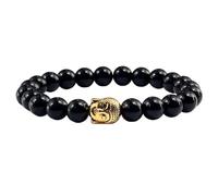 KYINYUECH 1pc Buddha Head Volcanic Lava Natural Stone Strand Bead Bracelet For Men Black Beaded Women