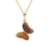 KYINYUECH 1pc Butterfly Necklaces Natural Stone Amethysts Clear Quartz Tiger Eye Butterfly Pendants Necklace