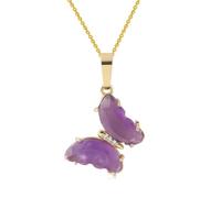 KYINYUECH 1pc Butterfly Necklaces Natural Stone Amethysts Clear Quartz Tiger Eye Butterfly Pendants Necklace