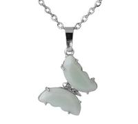 KYINYUECH 1pc Butterfly Necklaces Natural Stone Amethysts Clear Quartz Tiger Eye Pendants Stainless Steel Chain Necklaces