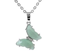 KYINYUECH 1pc Butterfly Necklaces Natural Stone Amethysts Clear Quartz Tiger Eye Pendants Stainless Steel Chain Necklaces