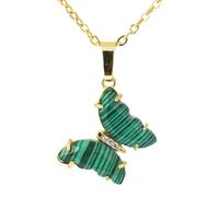 KYINYUECH 1pc Butterfly Necklaces Natural Stone Amethysts Clear Quartz Tiger Eye Pendants Stainless Steel Chain Necklaces