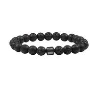 KYINYUECH 1pc Cylinder Hematite Bracelet Men Black Lava Natural Stone Beads Stretch Bracelets Bangles