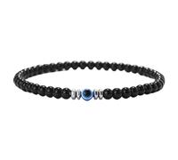 KYINYUECH 1pc Devil Eye Bracelet Men Women 4mm Natural Turquoises Hematite Obsidian Stone Elastic Braclet