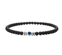 KYINYUECH 1pc Devil Eye Bracelet Men Women 4mm Natural Turquoises Hematite Obsidian Stone Elastic Braclet