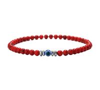 KYINYUECH 1pc Devil Eye Bracelet Men Women 4mm Natural Turquoises Hematite Obsidian Stone Elastic Braclet