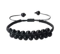 KYINYUECH 1pc Double Layer Nature Stone Beaded Bracelets For Men Women 6mm Natural Tiger Eyes Lava Rock Bracelets